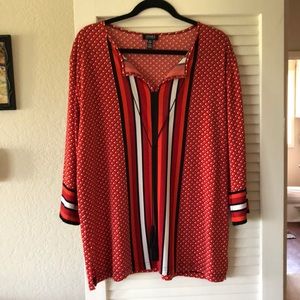 Fabulous 3/4 Length sleeve Orange/Black blouse